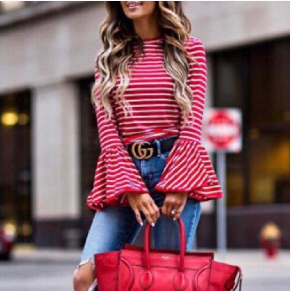 Bell-Sleeve Striped Top - Picture 4 of 5